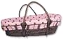 Trend Lab Maya Moses Basket Set - Sage Basket with Maya Pink, Brown Polka Dot Wrap Style Bumper and Pink Mattress Cover Sheet