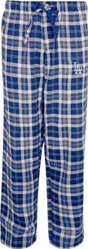 MLB Women's Los Angeles Dodgers Harmony Flannel Pants (Royal/Grey, Large)