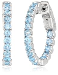 Sterling Silver Gemstone Inside-Out Vault Lock Hoop Earrings (1.25 cttw)