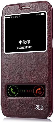 Galaxy S5 Case [Ultra Slim] [Free Flip Answer Series] Luxury Genuine Leather Bumper Flip Businees Wallet Case Cover with Kickstand for Samsung Galaxy S5 Wine Red