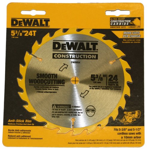 DeWalt DW9054 5-3/8-Inch 24 Tooth ATB General Purpose Saw Blade with 10mm Arbor