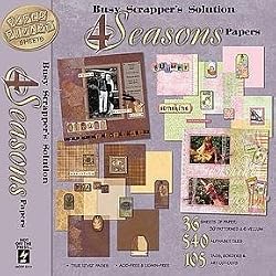 Hot Off The Press 12x12 Busy Scrapper FOUR SEASONS Scrapbook Paper, Tags, Borders, Alphabet Tiles & More