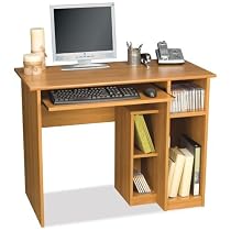 Bestar Basic Small Wood Computer Desk in Cappuccino Cherry