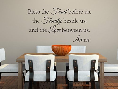 Bless the Food Before Us, the Family Beside Us and the Love Between Us Amen Wall Decal Quote Lettering Words - Wall Decals Quote Family Wall Decal Vinyl