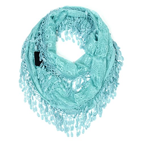 Scarfand's Delicate Lace Infinity Scarf with Teardrop Fringes