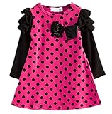 (コ-ランド) Co-land 発表会 フォーマル 子供ドレス 結婚式 欧米風 Aラインワンピ ドット 蝶結び キッズワンピース 女の子 フリル 長袖 ガールズ入園式ドレス ベビー服 ローズ 140