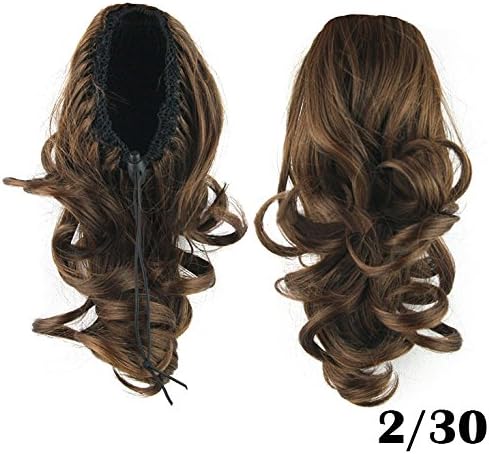 Beauty Wig World 36cm 75g Medium Length Drawstring Clip in/on Ponytail Layered Curly Synthetic Hair Piece