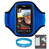 Blue Moisture Resistant Protective Neoprene Workout Armband with Adjustable ....