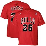 NBA adidas Chicago Bulls #26 Kyle Korver Red Net Number T-shirt (Large)