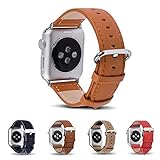 Apple Watch ベルト バンド Fullmosa(TM) 38mm 42mm 牛革 本革 ベルト交換用ラグ付き アップルウォッチ、 ブラウン 38mm
