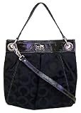 Coach Signature Madison Op Art Large Hippie Shoulder Bag Tote Black
