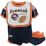 Reebok Denver Broncos Navy Blue Newborn Mesh Bib & Booties Set