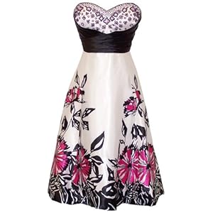 Vintage Floral Strapless Beaded Bubble Dress