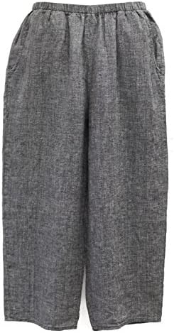 Flax Women's Wide Leg Linen Floods Pant Asphalt (3X/ 3G (26-30))