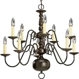 Progress Lighting P4358-20 10-Light Two-Tier Americana Chandelier, Antique Bronze