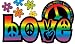 Produkt-Bild: Autoaufkleber, Blumendesign: Love and Peace 04 Rainbow Style