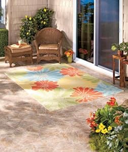 5' X 7' Decorative Indoor/outdoor Area Rug Bright Blooms Patio Sunroom