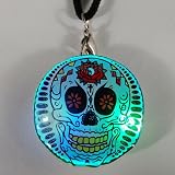 Day of the Dead Flashing Blinking Light Up Body Lights Pins with Necklace (5-Pack)