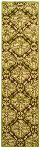 Safavieh Chelsea Collection HK715B-210 Hand-Hooked Brown and Green Wool Area Runner, 2-Feet 6-Inch by 10-Feet