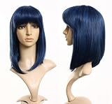 Cosplayland - C180 45cm straight sleek face forming Volume dark blue (black & blue mixed) Wig