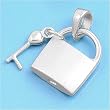 Sterling Silver Pendant - Padlock - 14mm Height - Polish and Satin Finish