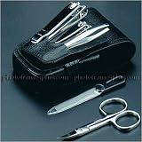 5 Pieces Travel manicure Set, Black Leather Case