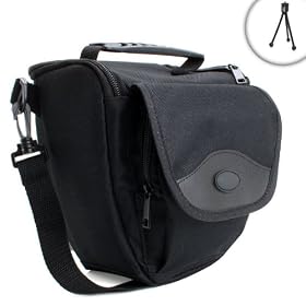 Plush Padded Impact-Resistant Camera Bag for Canon EOS Rebel T4i / 650D , T3i / 600D , T3 , EOS M and Many More Canon Digital SLR Cameras! ** Includes Miniature Tripod! **