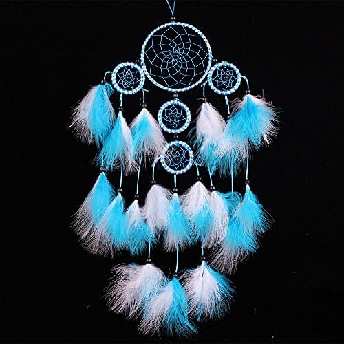 {Factory Direct Sale} Handmade Dream Catcher Circular Net with Feathers Wall Hanging Decoration Decor Ornament Craft Gift New (MS1047-blue)
