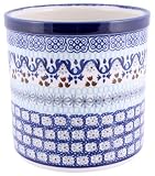 Polish Pottery Lg. Utensil Crock / Jar 5 3/4 H x 5 3/4 Diameter