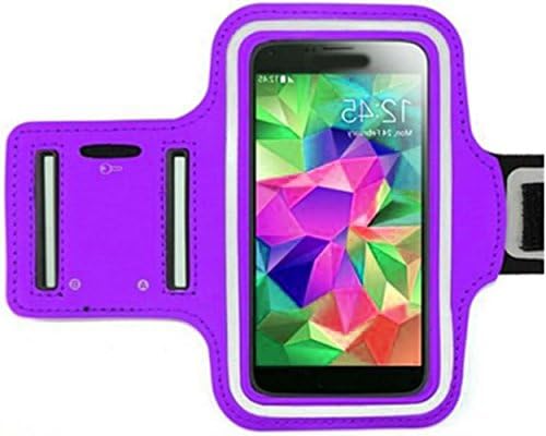myLife Brilliant Violet Purple {Rain Resistant Velcro Secure Running Armband} Dual-Fit with Key Slot Jogging Arm Strap Holder for HTC One M7, M8, and M9 "All Ports Accessible"