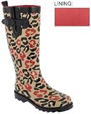 Capelli New York Shiny Pop Art Leopard Printed Ladies Tall Sporty Rubber Rain Boot Natural Combo 10