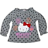 ハローキティ メロー襟 水玉柄 長袖Ｔシャツ HELLO KITTY （グレー95cm）
