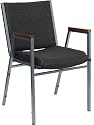 Heavy Duty, 3'' Thickly Padded, Black Patterned Upholstered Stack Chair with Arms [XU-60154-BK-GG]