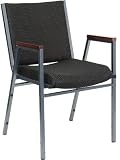 Heavy Duty, 3'' Thickly Padded, Black Patterned Upholstered Stack Chair with Arms [XU-60154-BK-GG]
