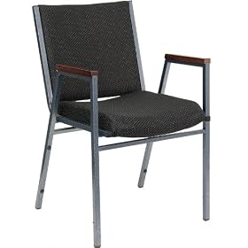 Heavy Duty, 3'' Thickly Padded, Black Patterned Upholstered Stack Chair with Arms... by Furniture Crew