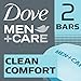 Dove Men+Care Body and Face Bar, Clean Comfort 4 oz, 2 Bar