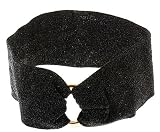 L. Erickson Narrow Metallic O Ring Headwrap - Black/Gold