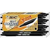 BIC Soft Feel Retractable Ballpoint Pen, Medium Point, Black, 12-Count