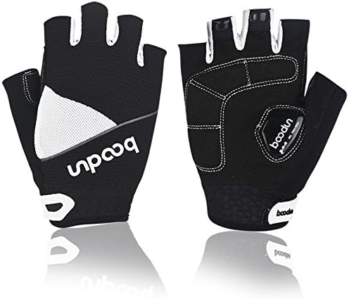 Maso Cycling Gloves with Gel Pad Breathable Shock-absorbing Half Finger Bike Gloves Bicycle Riding Gloves B-002 (White, XX-Large)
