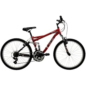Realm Cycles Contour 1.0 Boy's Dual-Suspension Mountain Bike (24-Inch Wheels, Red Black)