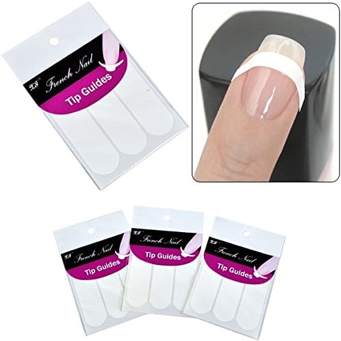 3 Pack New French Manicure Nail Art Form Fringe Guides Sticker DIY Stencil 7_S (Color: White)
