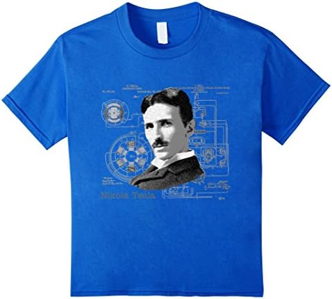 Kids Nikola Tesla Inventions - Nerd Science Bang T Shirt  12 Royal Blue