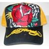 Ed Hardy Black & Yellow Cap - Rose Design
