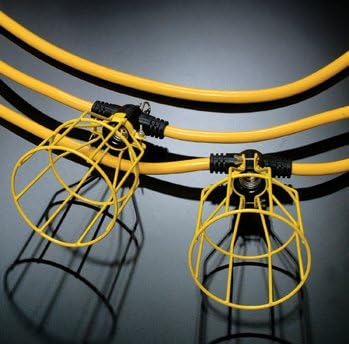 100-Foot 12-Gauge SJTW 300V Portable Outdoor Light String for Temporary Lighting, Yellow
