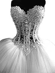  Sweetheart Beaded Sequined  Tulle  Ball Gown  Dress with a Chapel Train  With Pearls