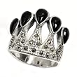 Sterling Silver Marcasite Rings with Black Onyx - Crown - Sizes: 6-10