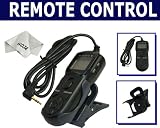 Multi-Function LCD Timer Shutter Remote Control for Canon EOS-350D 300D 500 300V 3000 350D 1000D Rebel XT XS XT1 Pentax K100D K10D Samsung GX-1L GX-10 as Canon RS-60E3 + Timer Control Remote Holder + Premium Microfiber Cleaning Cloth