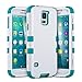 ULAK Galaxy S5 Case, 3-Piece Shock Absorbing Dual Layer Protective Case with Soft Silicone Skin Hard PC Grip Cover for Samsung Galaxy S5 (2014) (White/Blue)
