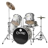 Cecilio 2Sereis DS - 280SR High - Grade 5 - Piece Silver Drum Set with Cymbals and Seat - B0023B5E8C