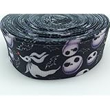 PEPPERLONELY Brand 10 Yards 22mm (7/8 Inch) Halloween Skull & Ghost Printed Grosgrain Ribbon
